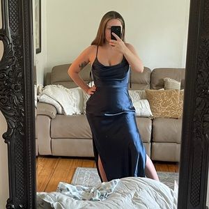 Revelry Satin Skye Dress in Romantic Blue